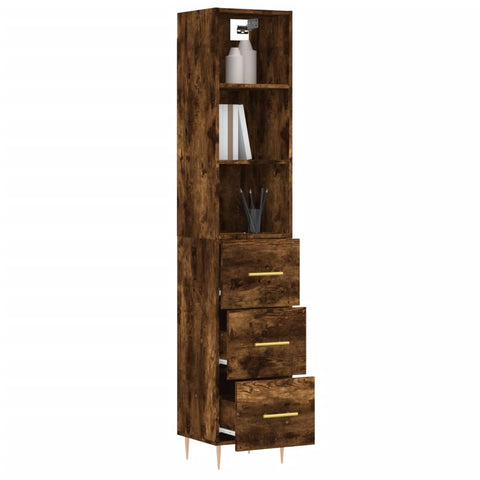 vidaXL Highboard Räuchereiche 34,5x34x180 cm Holzwerkstoff