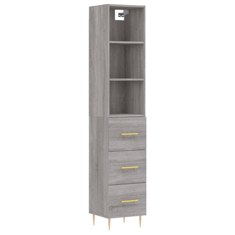 vidaXL Highboard Grau Sonoma 34,5x34x180 cm Holzwerkstoff