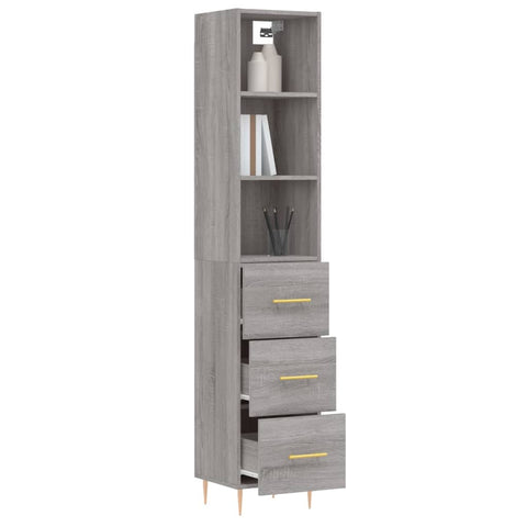 vidaXL Highboard Grau Sonoma 34,5x34x180 cm Holzwerkstoff