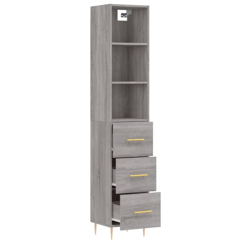 vidaXL Highboard Grau Sonoma 34,5x34x180 cm Holzwerkstoff