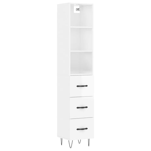 vidaXL Highboard Hochglanz-Weiß 34,5x34x180 cm Holzwerkstoff