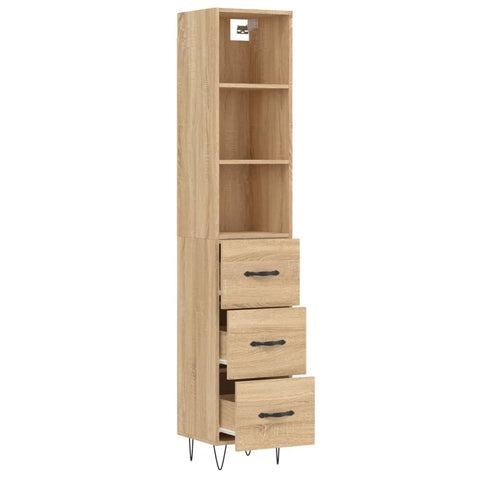 vidaXL Highboard Sonoma-Eiche 34,5x34x180 cm Holzwerkstoff