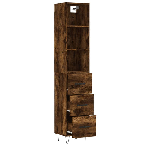 vidaXL Highboard Räuchereiche 34,5x34x180 cm Holzwerkstoff