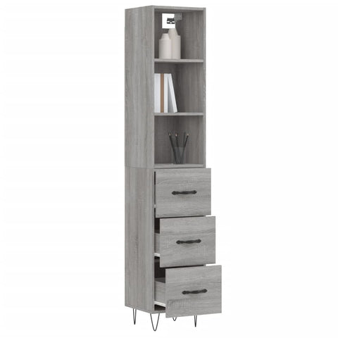 vidaXL Highboard Grau Sonoma 34,5x34x180 cm Holzwerkstoff