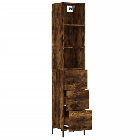 vidaXL Highboard Räuchereiche 34,5x34x180 cm Holzwerkstoff