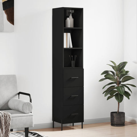 Highboard Schwarz 34,5x34x180 cm Holzwerkstoff