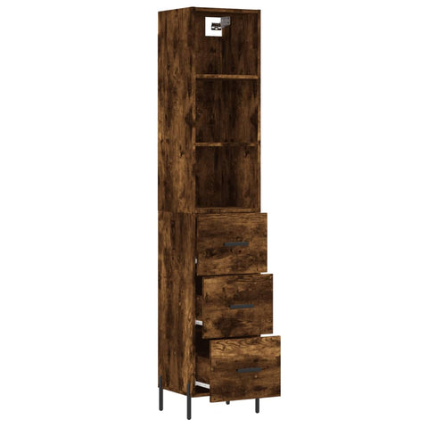 vidaXL Highboard Räuchereiche 34,5x34x180 cm Holzwerkstoff