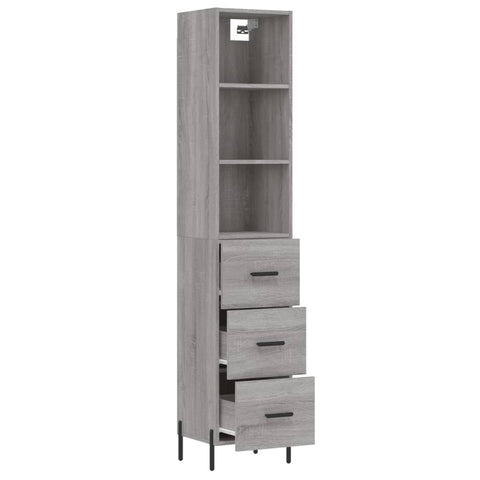 vidaXL Highboard Grau Sonoma 34,5x34x180 cm Holzwerkstoff