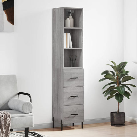 vidaXL Highboard Grau Sonoma 34,5x34x180 cm Holzwerkstoff