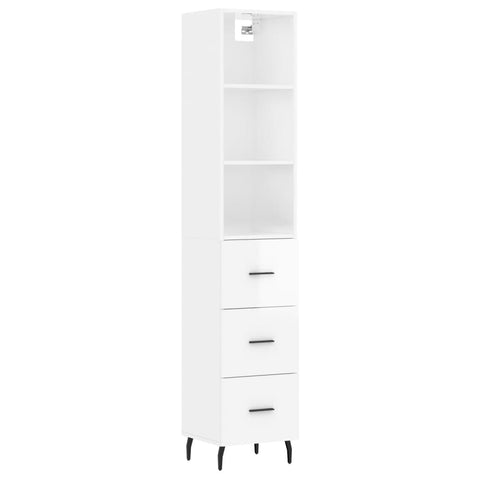 vidaXL Highboard Hochglanz-Weiß 34,5x34x180 cm Holzwerkstoff