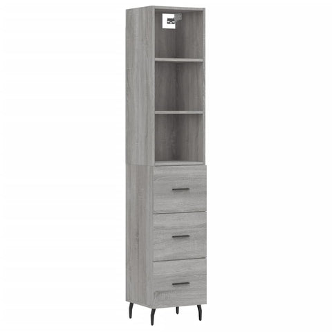 vidaXL Highboard Grau Sonoma 34,5x34x180 cm Holzwerkstoff