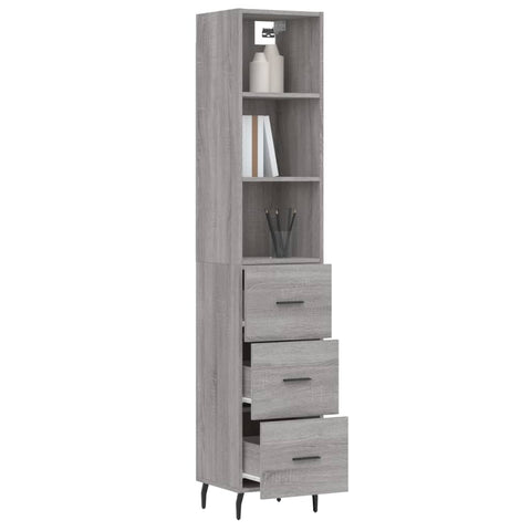 vidaXL Highboard Grau Sonoma 34,5x34x180 cm Holzwerkstoff