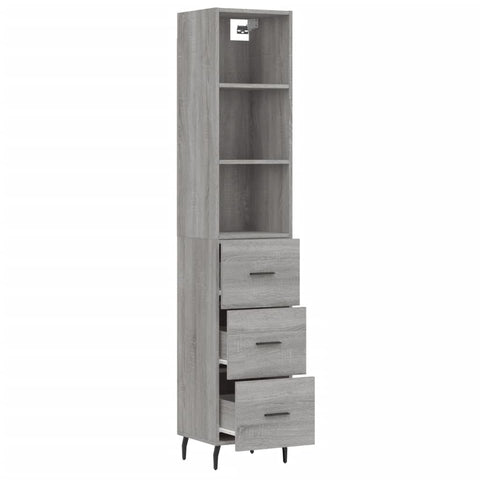 vidaXL Highboard Grau Sonoma 34,5x34x180 cm Holzwerkstoff