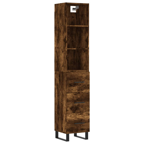 vidaXL Highboard Räuchereiche 34,5x34x180 cm Holzwerkstoff