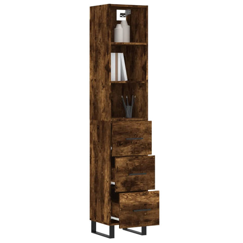 vidaXL Highboard Räuchereiche 34,5x34x180 cm Holzwerkstoff