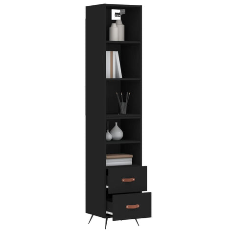 vidaXL Highboard Schwarz 34,5x34x180 cm Holzwerkstoff