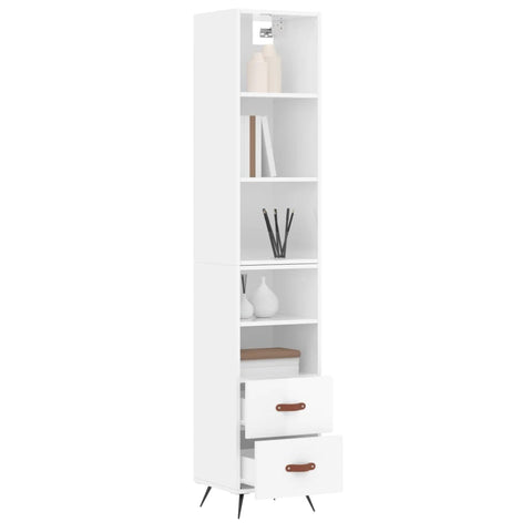 vidaXL Highboard Hochglanz-Weiß 34,5x34x180 cm Holzwerkstoff