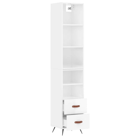 vidaXL Highboard Hochglanz-Weiß 34,5x34x180 cm Holzwerkstoff