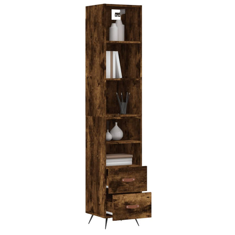 vidaXL Highboard Räuchereiche 34,5x34x180 cm Holzwerkstoff