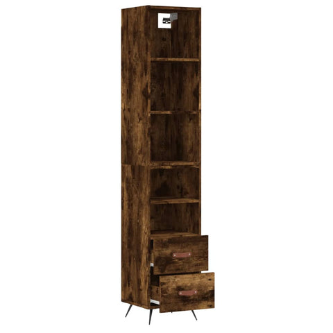 vidaXL Highboard Räuchereiche 34,5x34x180 cm Holzwerkstoff