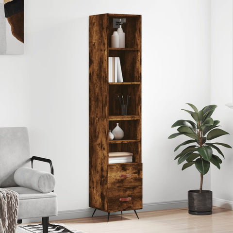 vidaXL Highboard Räuchereiche 34,5x34x180 cm Holzwerkstoff