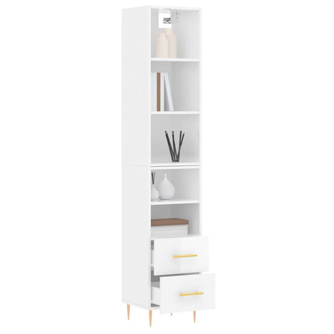 vidaXL Highboard Hochglanz-Weiß 34,5x34x180 cm Holzwerkstoff