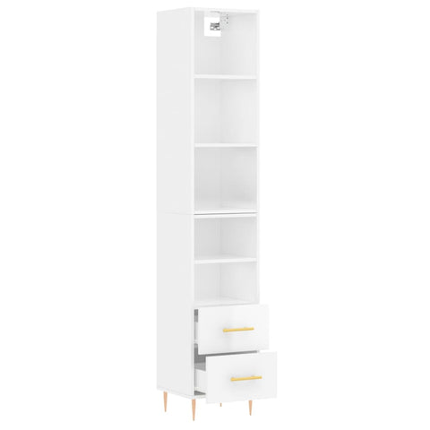 vidaXL Highboard Hochglanz-Weiß 34,5x34x180 cm Holzwerkstoff