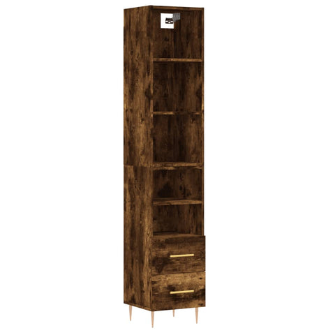 vidaXL Highboard Räuchereiche 34,5x34x180 cm Holzwerkstoff