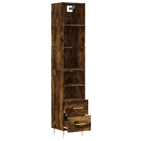 vidaXL Highboard Räuchereiche 34,5x34x180 cm Holzwerkstoff