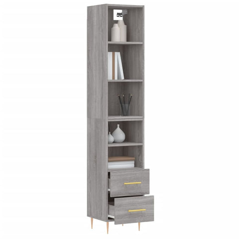 vidaXL Highboard Grau Sonoma 34,5x34x180 cm Holzwerkstoff