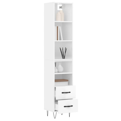 vidaXL Highboard Hochglanz-Weiß 34,5x34x180 cm Holzwerkstoff