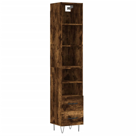 vidaXL Highboard Räuchereiche 34,5x34x180 cm Holzwerkstoff