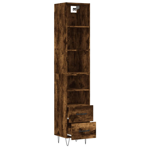 vidaXL Highboard Räuchereiche 34,5x34x180 cm Holzwerkstoff