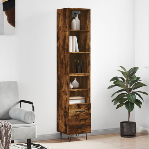 vidaXL Highboard Räuchereiche 34,5x34x180 cm Holzwerkstoff