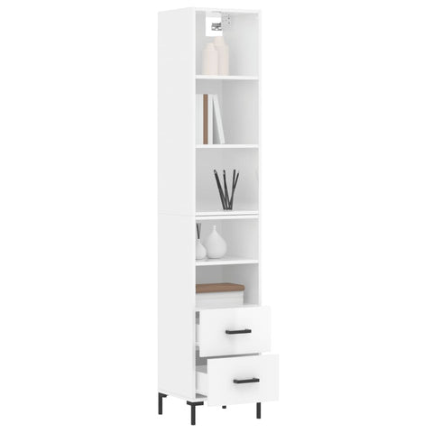 vidaXL Highboard Hochglanz-Weiß 34,5x34x180 cm Holzwerkstoff