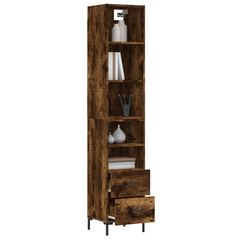 vidaXL Highboard Räuchereiche 34,5x34x180 cm Holzwerkstoff