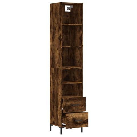 vidaXL Highboard Räuchereiche 34,5x34x180 cm Holzwerkstoff