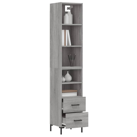 vidaXL Highboard Grau Sonoma 34,5x34x180 cm Holzwerkstoff