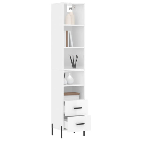 vidaXL Highboard Hochglanz-Weiß 34,5x34x180 cm Holzwerkstoff