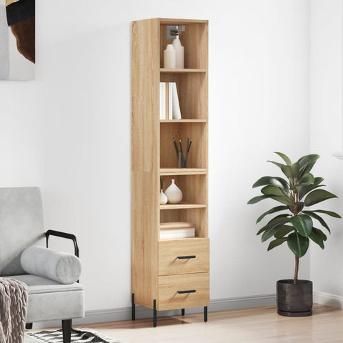 vidaXL Highboard Sonoma-Eiche 34,5x34x180 cm Holzwerkstoff