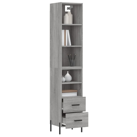 vidaXL Highboard Grau Sonoma 34,5x34x180 cm Holzwerkstoff