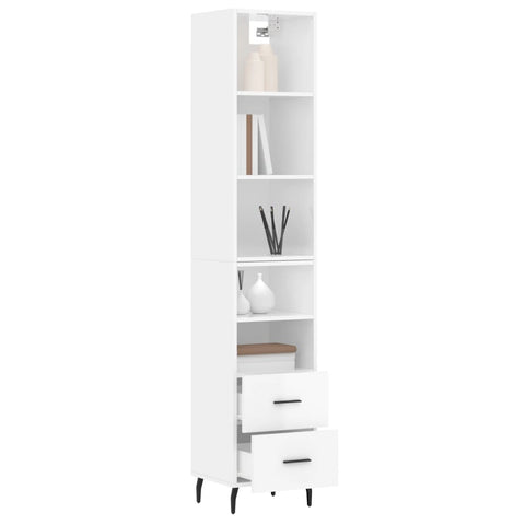 vidaXL Highboard Hochglanz-Weiß 34,5x34x180 cm Holzwerkstoff