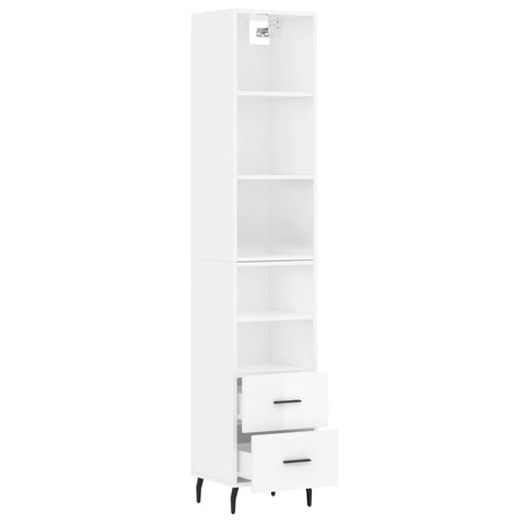 vidaXL Highboard Hochglanz-Weiß 34,5x34x180 cm Holzwerkstoff