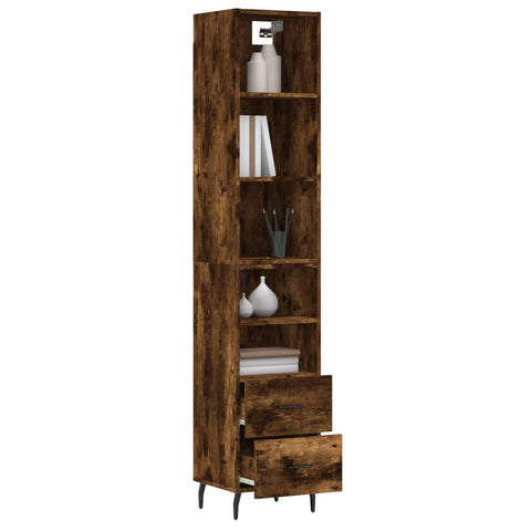 vidaXL Highboard Räuchereiche 34,5x34x180 cm Holzwerkstoff