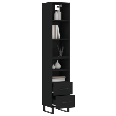 vidaXL Highboard Schwarz 34,5x34x180 cm Holzwerkstoff