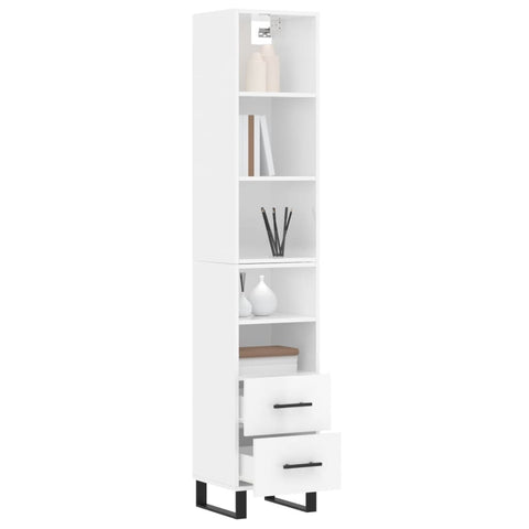 vidaXL Highboard Hochglanz-Weiß 34,5x34x180 cm Holzwerkstoff