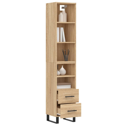 vidaXL Highboard Sonoma-Eiche 34,5x34x180 cm Holzwerkstoff