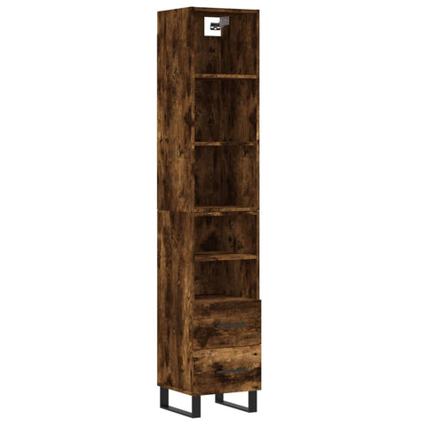 vidaXL Highboard Räuchereiche 34,5x34x180 cm Holzwerkstoff