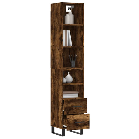 vidaXL Highboard Räuchereiche 34,5x34x180 cm Holzwerkstoff