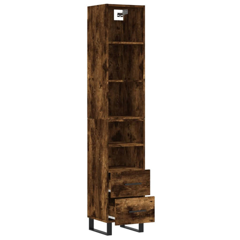 vidaXL Highboard Räuchereiche 34,5x34x180 cm Holzwerkstoff